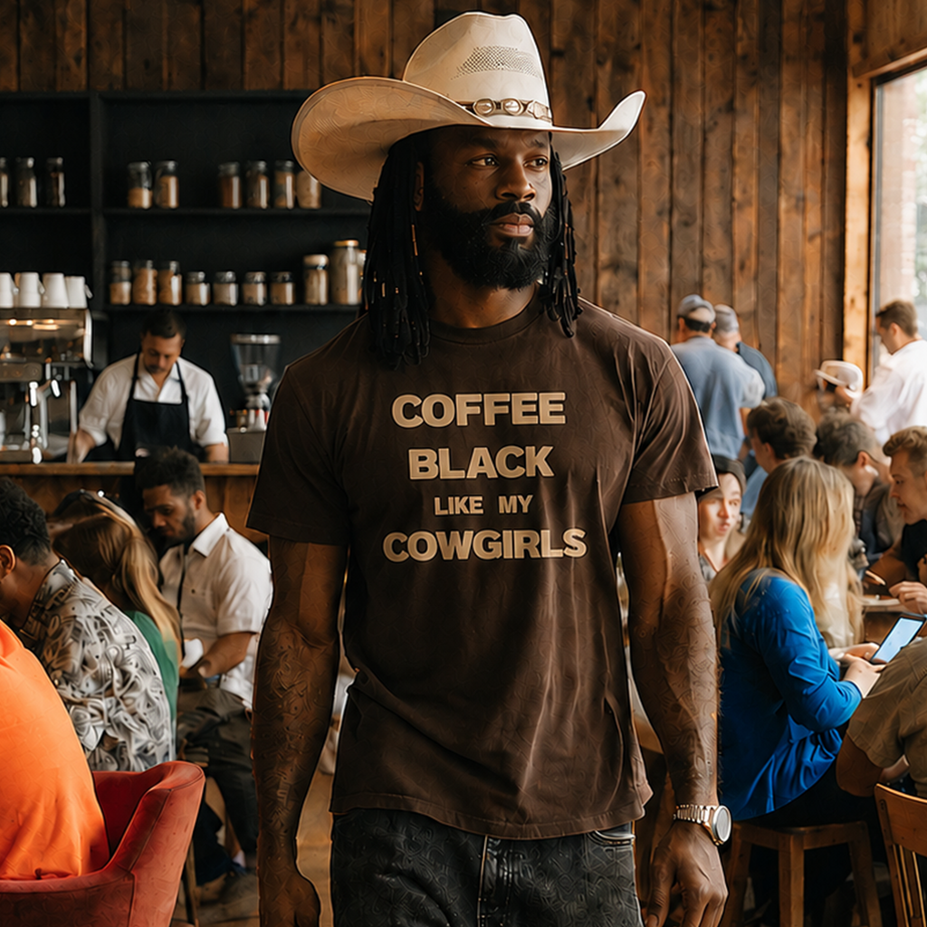Coffee Black Like My Cowgirls Men’s Western Tee