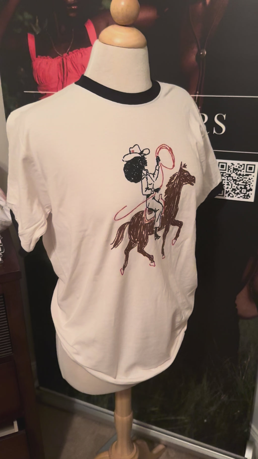 Black Cowgirl Vintage Ringer Tee